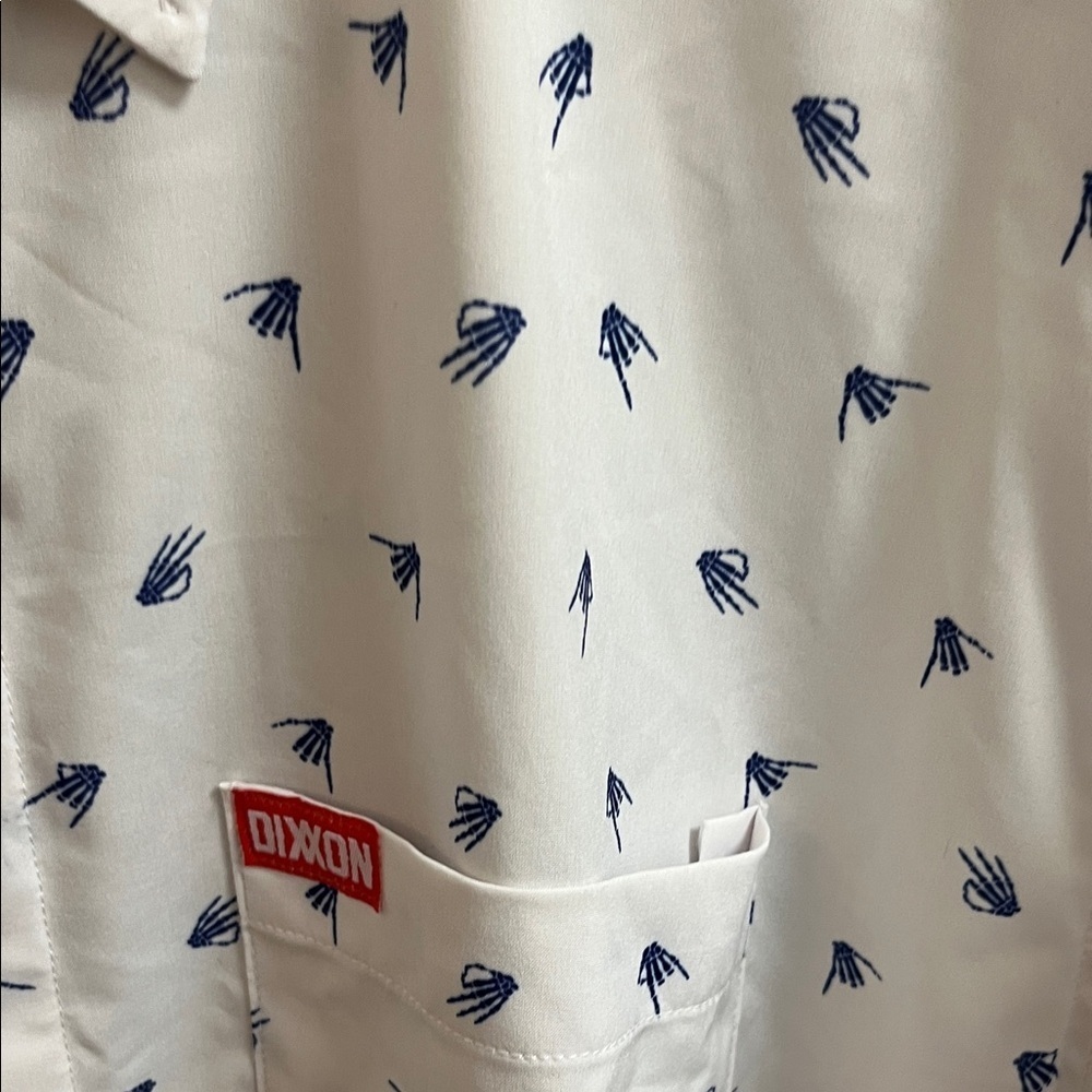 DIXXON “Brolingual”White Shirt with Blue Accents - Picture 4 of 6